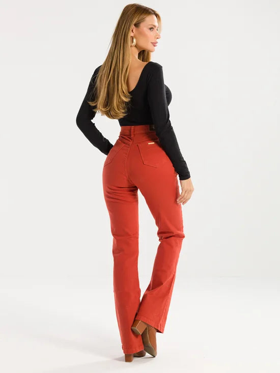 Calça Feminina Jeans Boot Cut Colorida