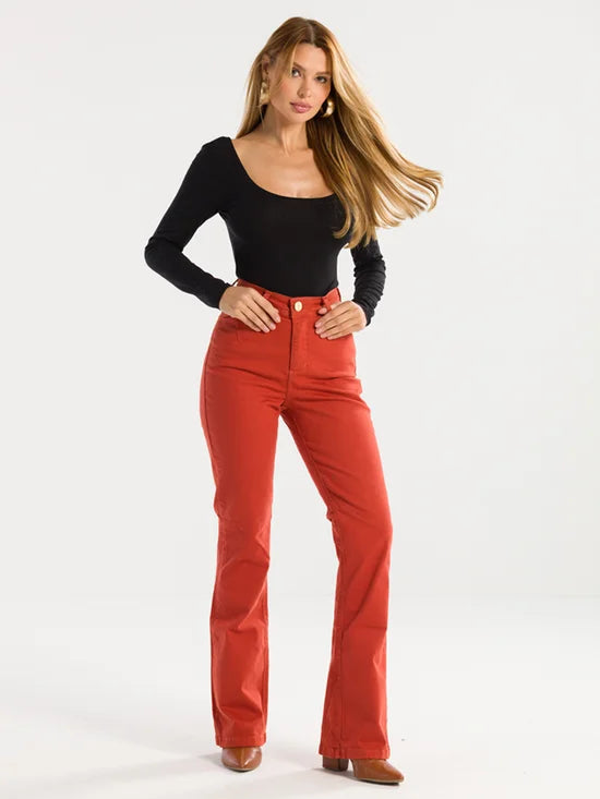 Calça Feminina Jeans Boot Cut Colorida