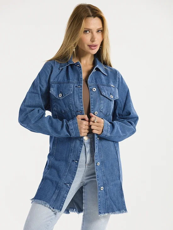 Jaqueta Feminina Jeans Oversized Desfiada