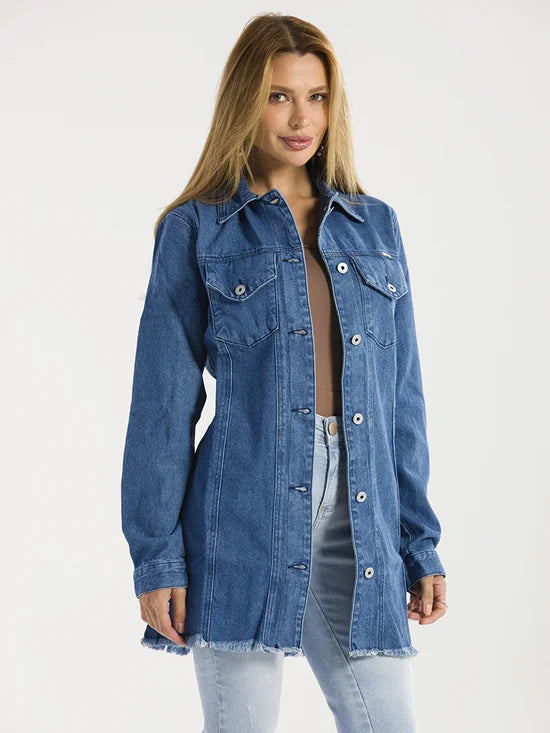 Jaqueta Feminina Jeans Oversized Desfiada