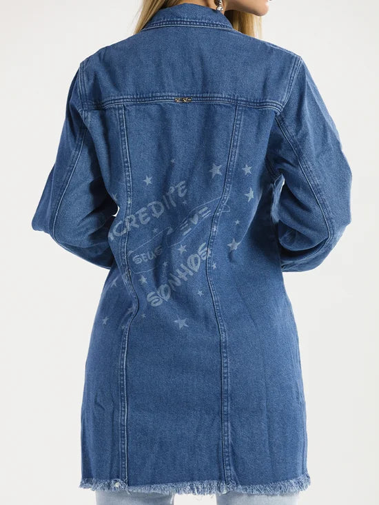 Jaqueta Feminina Jeans Oversized Desfiada