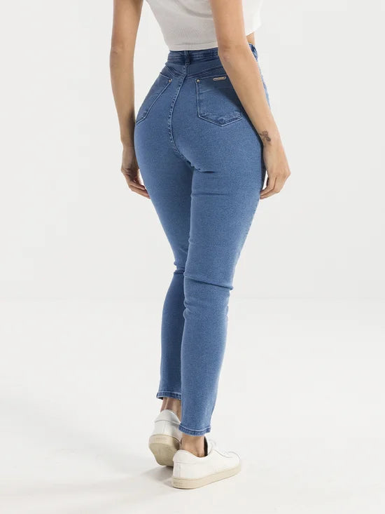 Calça Feminina Jeans Skinny Taxas Metálicas