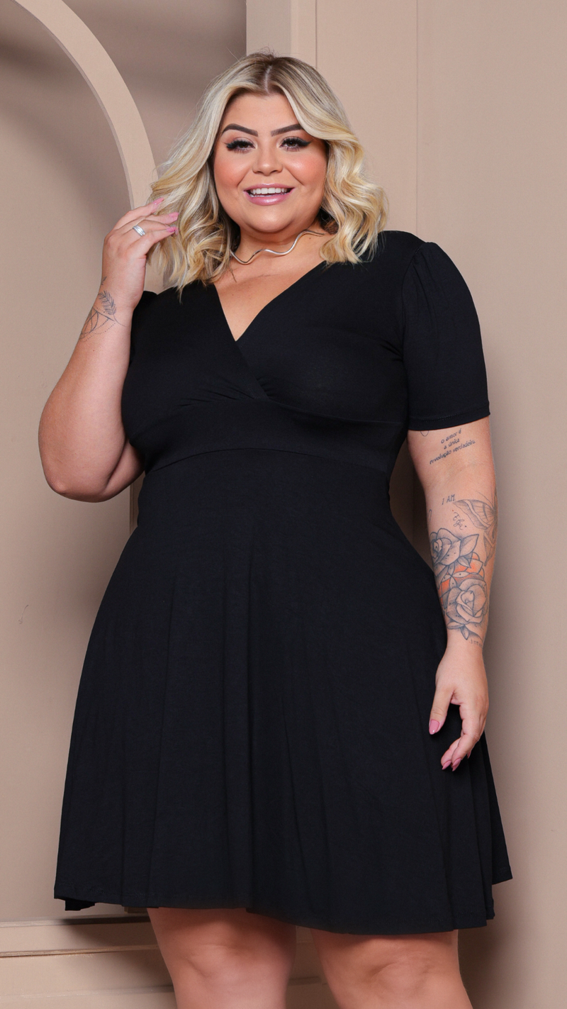 Vestido Plus Size Manga Bufante Princesa