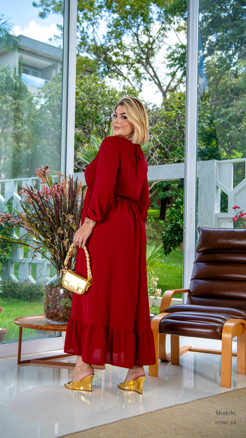Vestido Longo Plus Size Manga Longa Zérya