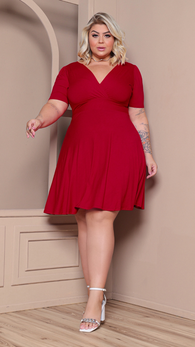 Vestido Plus Size Manga Bufante Princesa