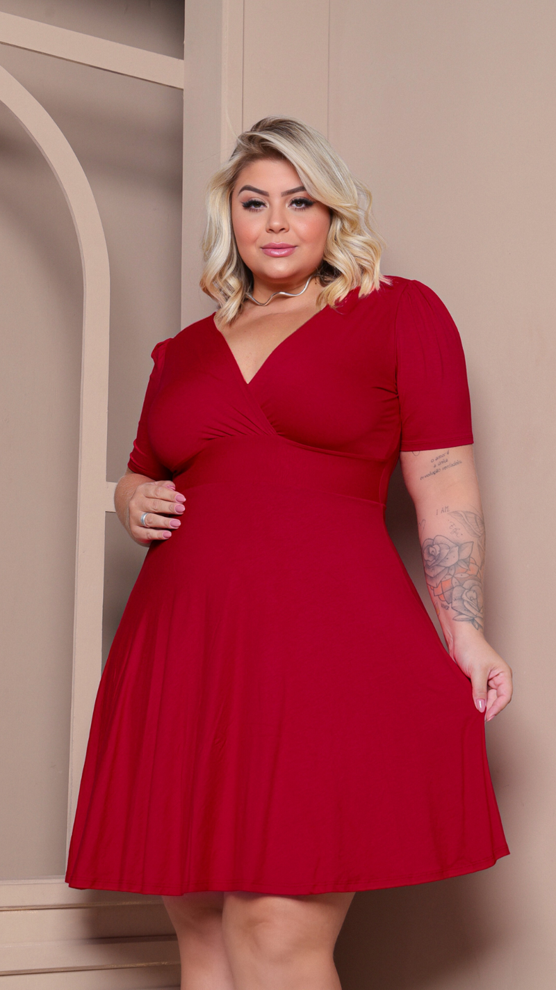 Vestido Plus Size Manga Bufante Princesa