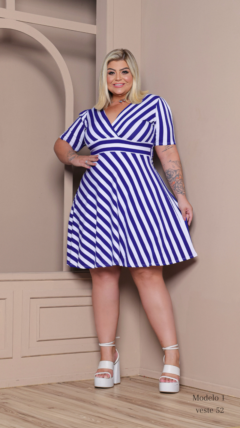 Vestido Plus Size Princesa Listrado