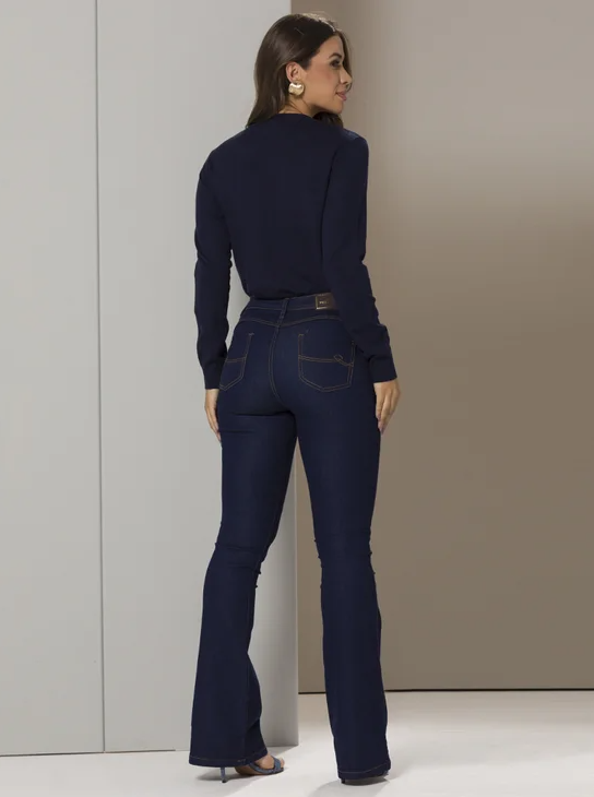 Calça Feminina Jeans Boca de Sino Tex Denim