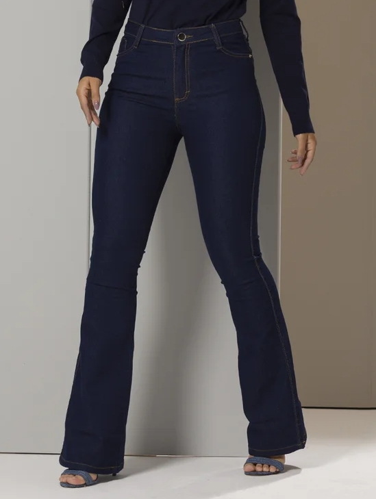 Calça Feminina Jeans Boca de Sino Tex Denim
