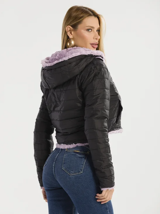 Jaqueta Cropped Feminina Peluciada Dupla Face -FV Zérya