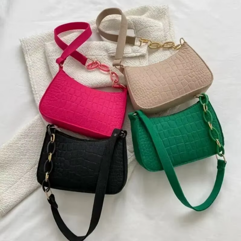 Bolsa Casual de punho duplo Croco-Retrô