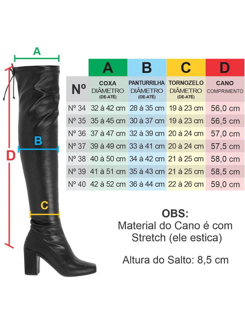 Bota Feminina Cano Alto Salto Alto