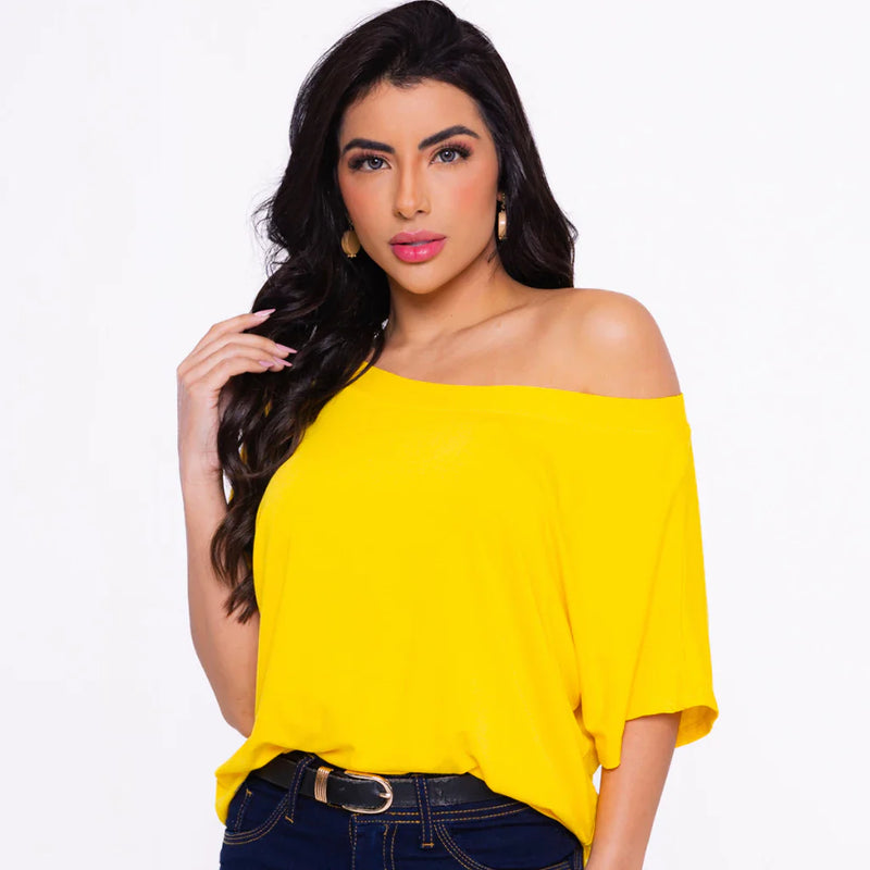 Camisa Soltinha Gola Canoa