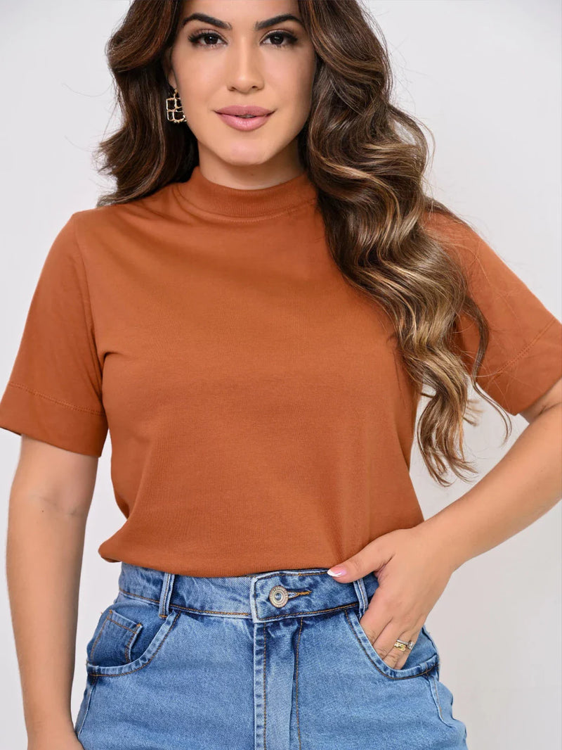 Camisa Gola alta lisa 100% ALGODÃO