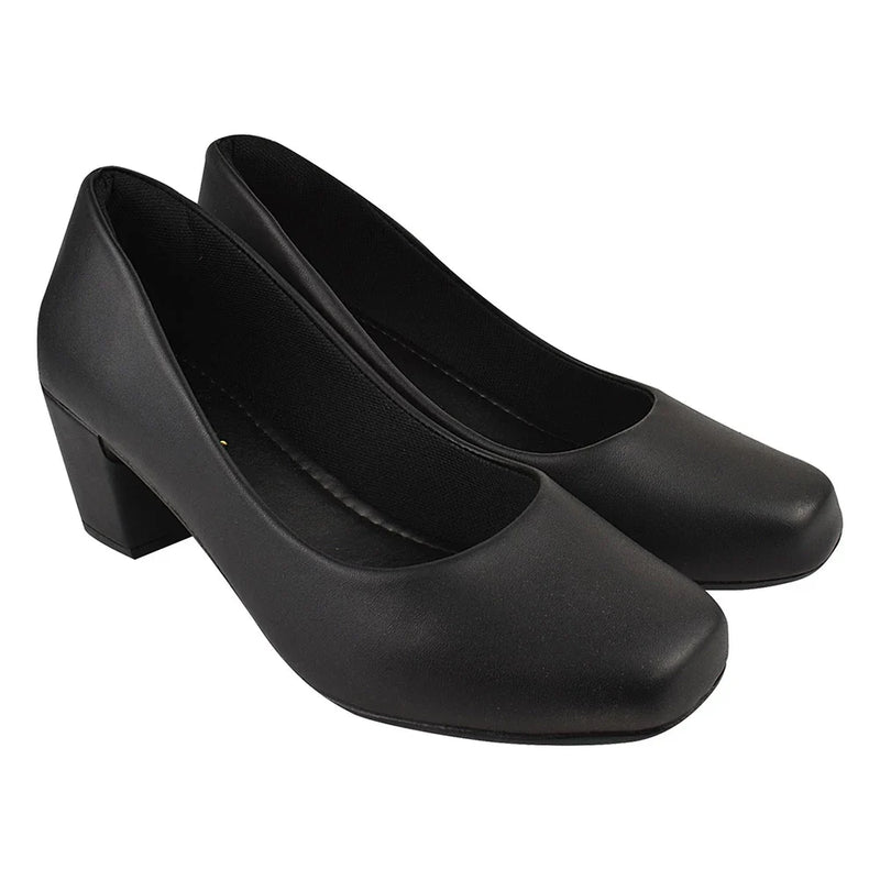 Sapato Scarpin Bico Quadrado Social Palmilha Confort