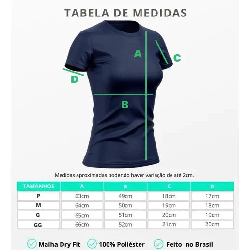 Kit 4 Camisetas Femininas Dry Fit Academia Corrida Treino Caminhada Poliéster
