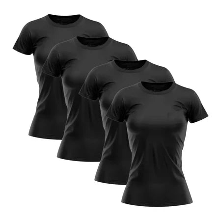 Kit 4 Camisetas Femininas Dry Fit Academia Corrida Treino Caminhada Poliéster
