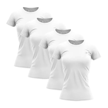 Kit 4 Camisetas Femininas Dry Fit Academia Corrida Treino Caminhada Poliéster