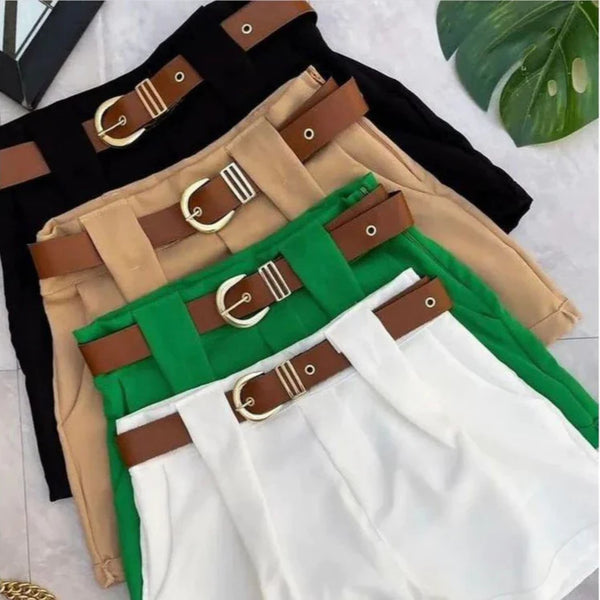 Short Alfaiataria com Cinto com Bolso Cintura Alta