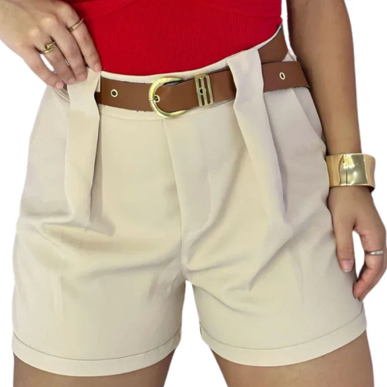 Short Alfaiataria com Cinto com Bolso Cintura Alta