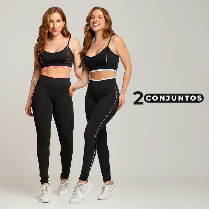 Kit 2 conjuntos top e calça vivo fitness academia