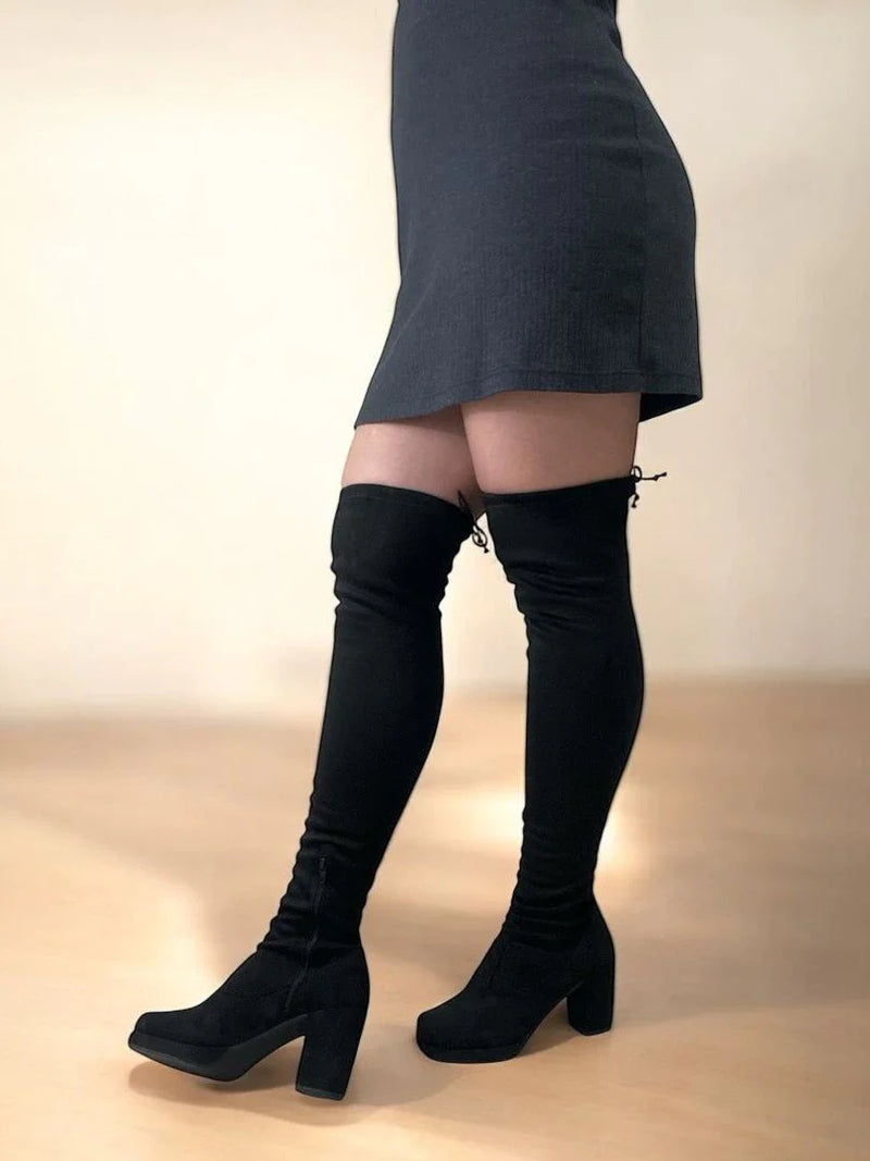 Bota Feminina Cano Longo Preta Confortável