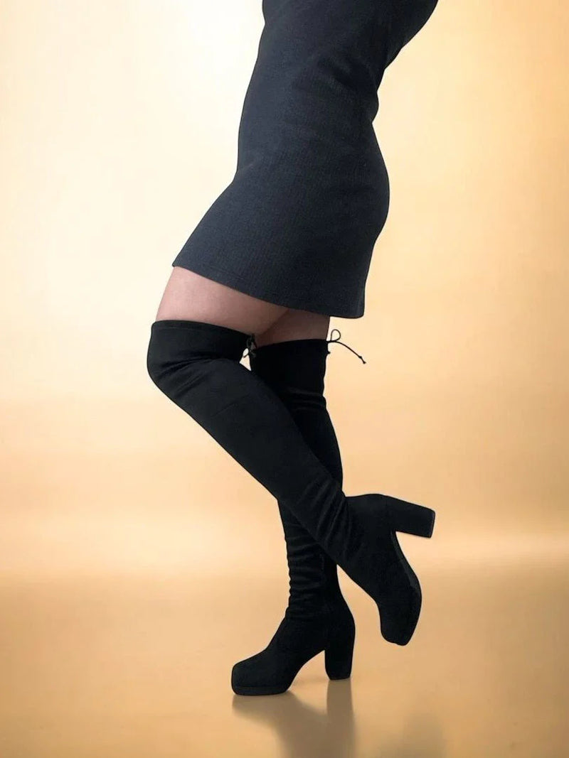 Bota Feminina Cano Longo Preta Confortável
