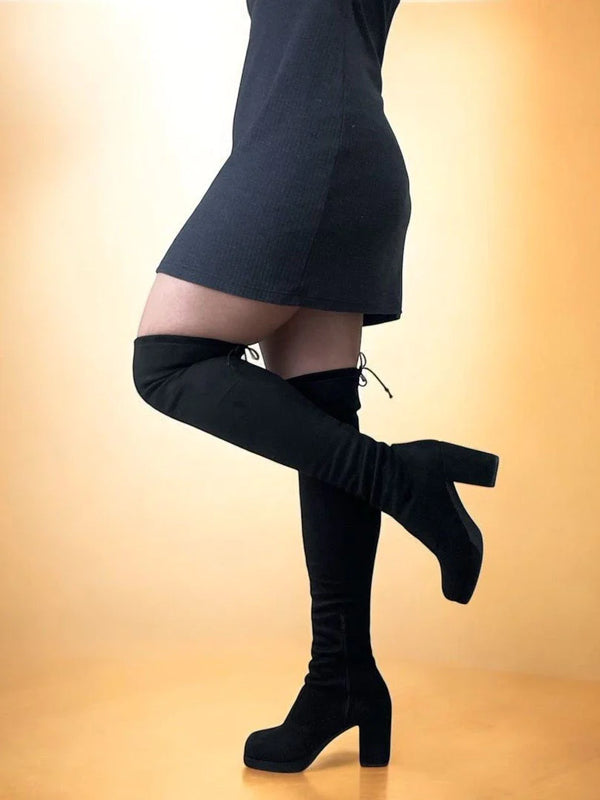 Bota Feminina Cano Longo Preta Confortável