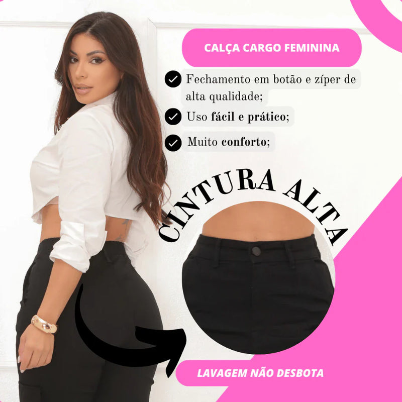 Calça Feminina Cargo Cintura Alta jogger