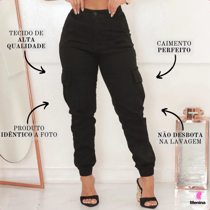 Calça Feminina Cargo Cintura Alta jogger