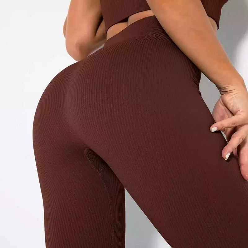 Calça Legging Push Up Canelada de Cintura Alta