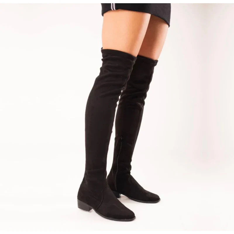 Bota Casual acima do joelho de Couro