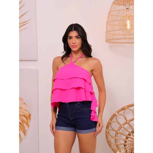 Camisa Feminina 3 babados - Tamanho único