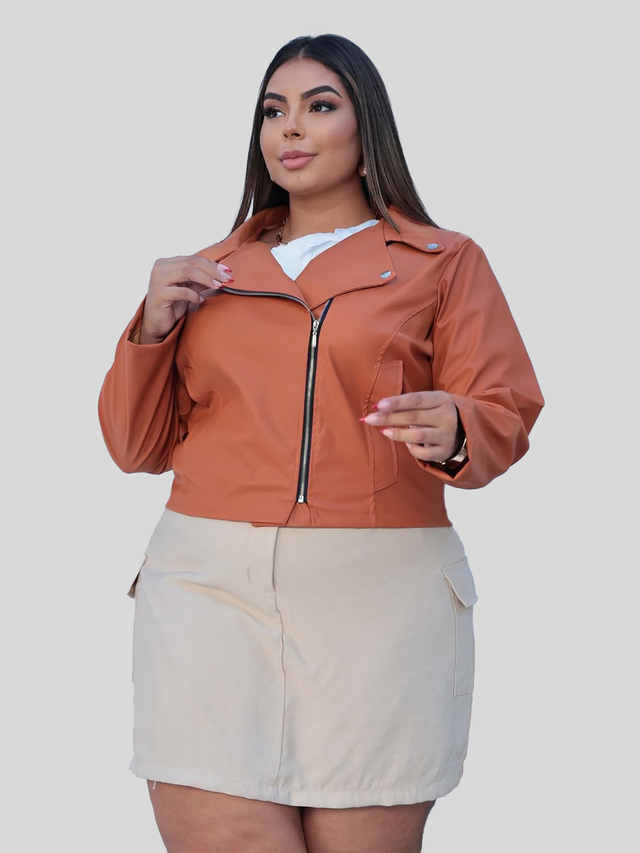 Jaqueta Couro Fake Plus Size G1 G2 G3 Estilosa - Zérya