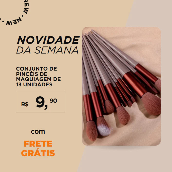 Conjunto de Pincéis de Maquiagem de 13 Unidades