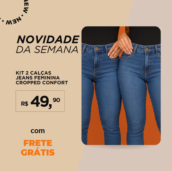 KIT 2 Calças Feminina Jeans Cropped Confort