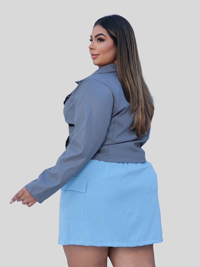 Jaqueta Couro Fake Plus Size G1 G2 G3 Estilosa - Zérya