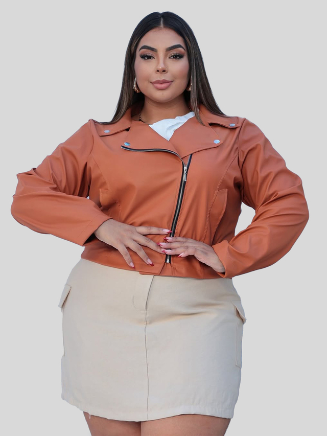 Jaqueta Couro Fake Plus Size G1 G2 G3 Estilosa - Zérya