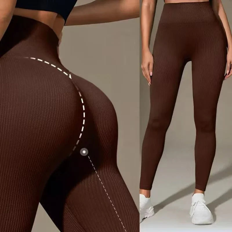 Calça Legging Push Up Canelada de Cintura Alta