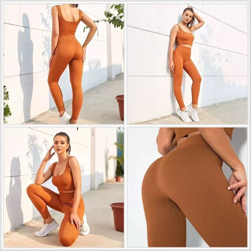 Calça Legging Push Up Canelada de Cintura Alta
