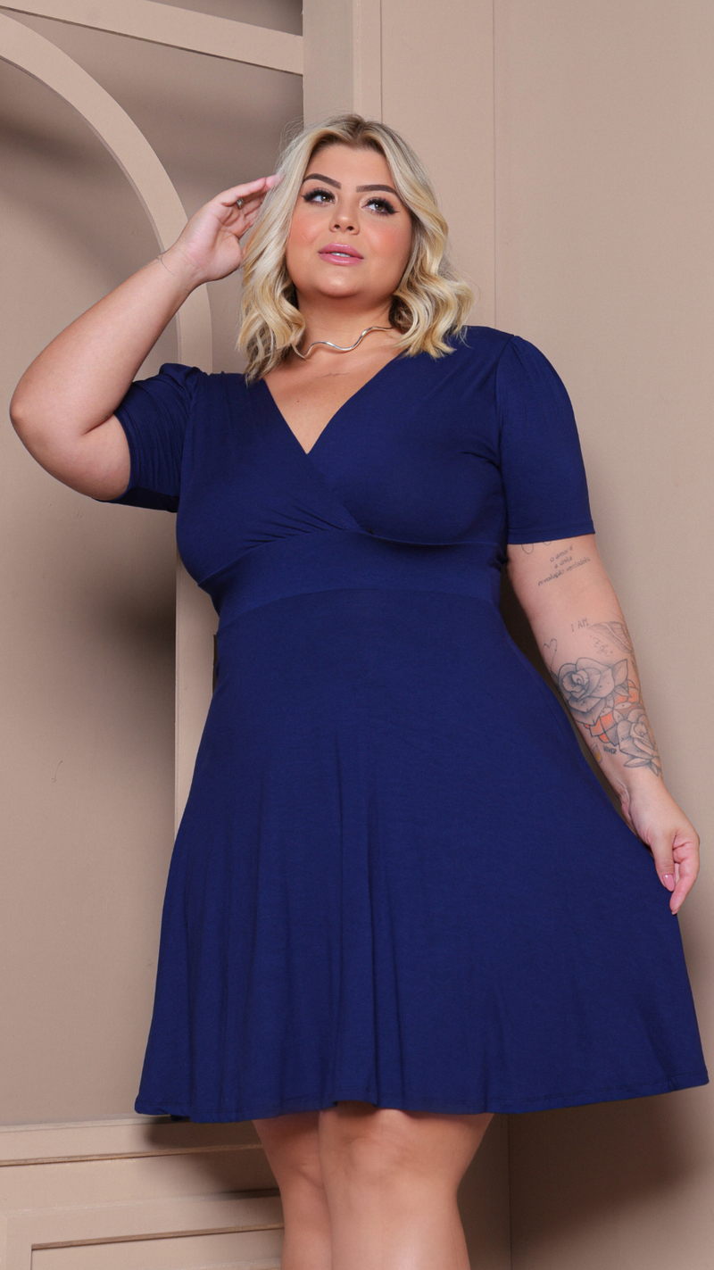 Vestido Plus Size Manga Bufante Princesa